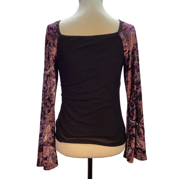 Y2K Womens Size L Top Velvet Burnout Purple Black Whimsy Fairy Coquette - Picture 2 of 6